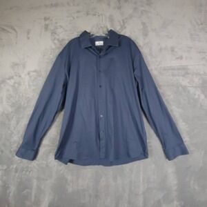 Soft Cloth Shirt Mens Button-Up Blue Long Sleeve Spread Collar Stretch XXL New